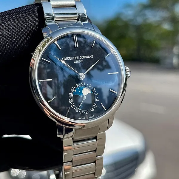 Đồng Hồ Nam Frederique Constant Slimline Moonphase FC-703N3S6B Màu Bạc Xanh - 1