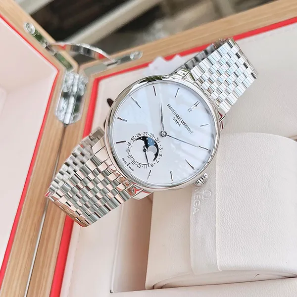 Đồng Hồ Nam Frederique Constant Slimline Moonphase FC-705S4S6B Màu Bạc Trắng - 1