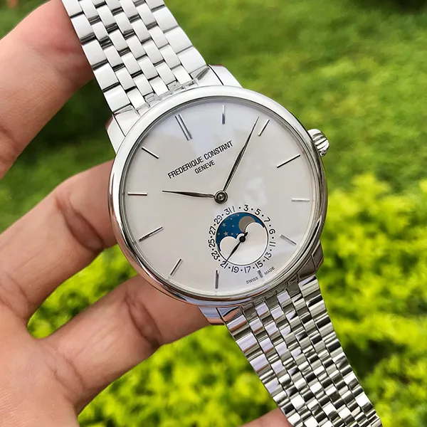 Đồng Hồ Nam Frederique Constant Slimline Moonphase FC-705S4S6B Màu Bạc Trắng
