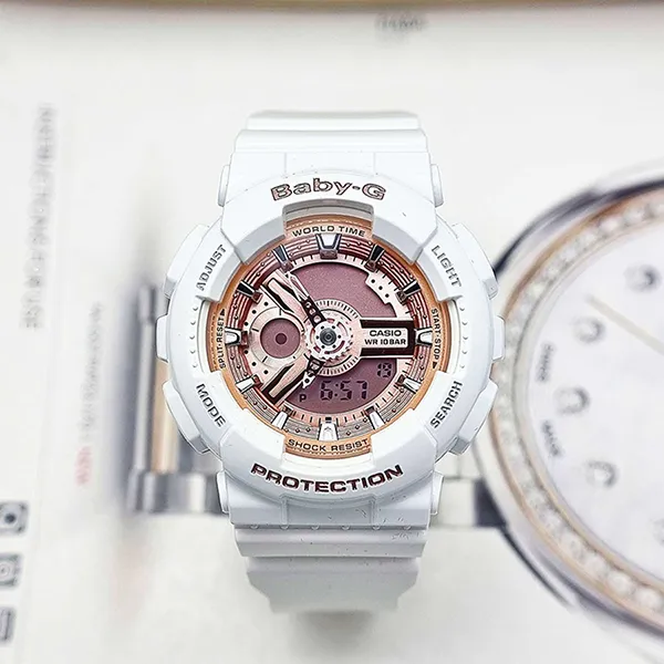 Đồng Hồ Nữ Casio BA-110-7A1DR Màu Trắng/ Vàng Hồng