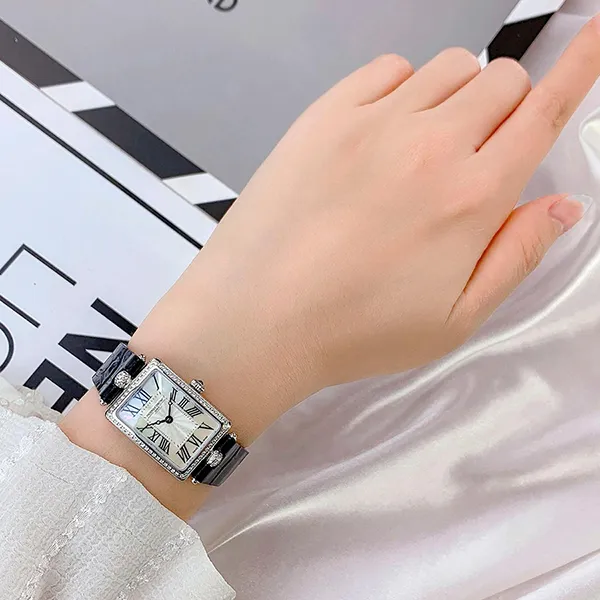 Đồng Hồ Nữ Frederique Constant Classics Art Deco Carree FC-200MPW2ACD6 Màu Đen Trắng