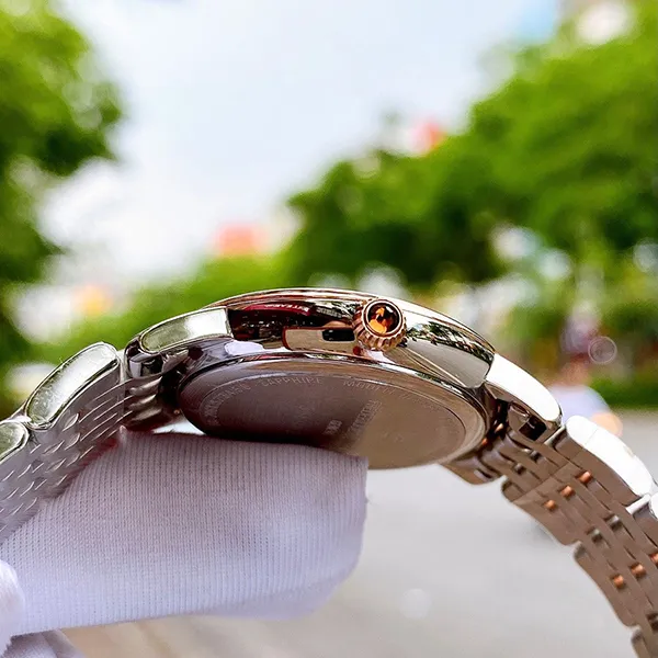 Đồng Hồ Nữ Frederique Constant Slimline Moonphase FC-206ND1S2B Màu Xanh/ Vàng Hồng