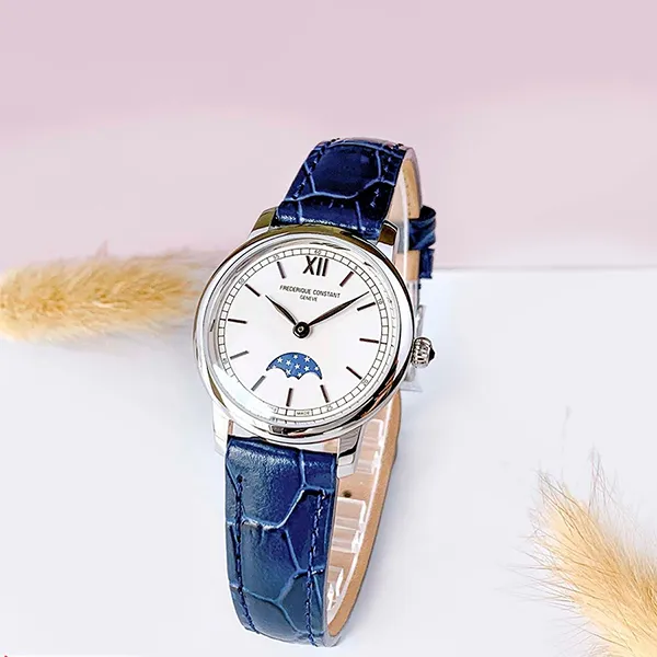 Đồng Hồ Nữ Frederique Constant Slimline Moonphase FC-206SW1S6 Màu Trắng Xanh