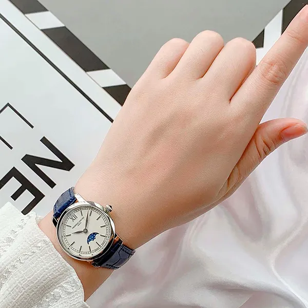 Đồng Hồ Nữ Frederique Constant Slimline Moonphase FC-206SW1S6 Màu Trắng Xanh