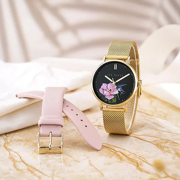 Đồng Hồ Nữ Ted Baker Ladies Phylipa Flowers Quartz Yellow Gold Plated Watch TWG024500 Màu Đen Vàng - Đồng hồ - Vua Hàng Hiệu