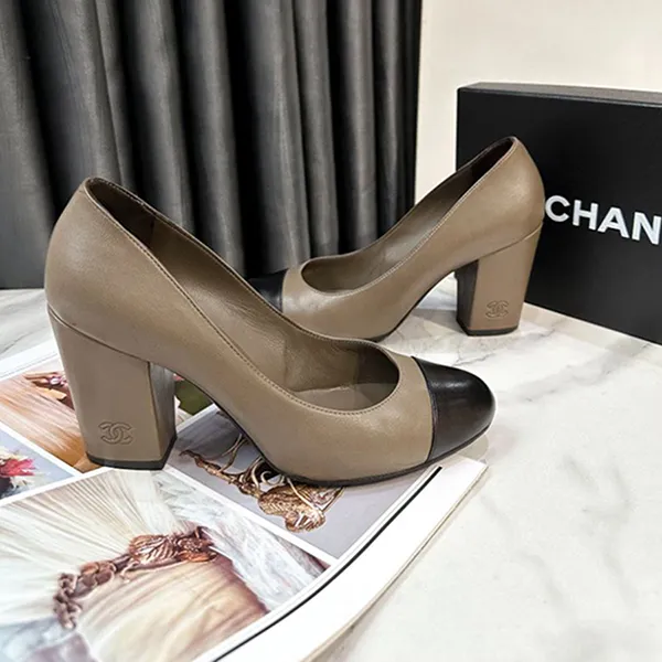 Giày Cao Gót Nữ Chanel Super Bargain High Heels Pumps Màu Nâu Sữa Size 37.5 - Giày - Vua Hàng Hiệu