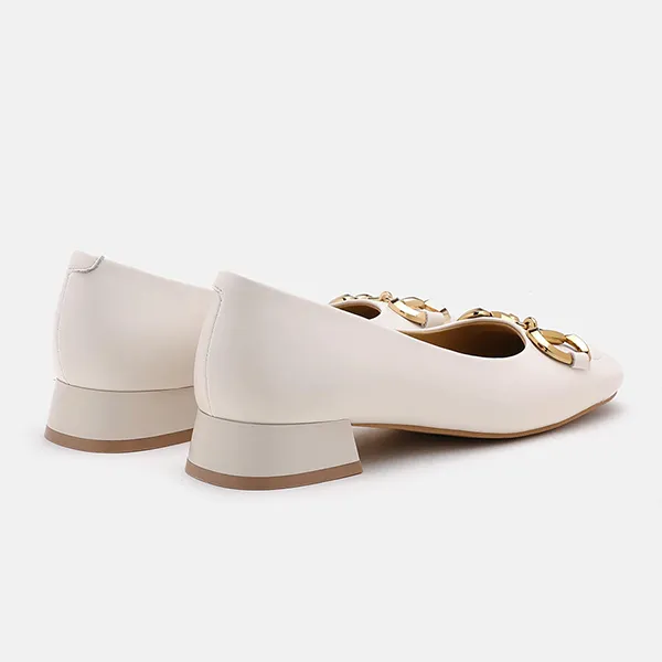 Giày Cao Gót Nữ Pazzion Oli Horsebit Low Block Heels L2032BEG034 Màu Trắng Kem Size 38 - Giày - Vua Hàng Hiệu