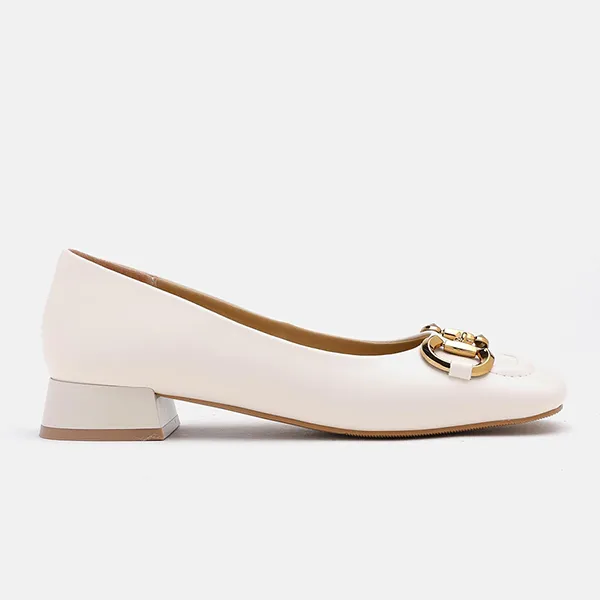 Giày Cao Gót Nữ Pazzion Oli Horsebit Low Block Heels L2032BEG034 Màu Trắng Kem Size 38 - Giày - Vua Hàng Hiệu