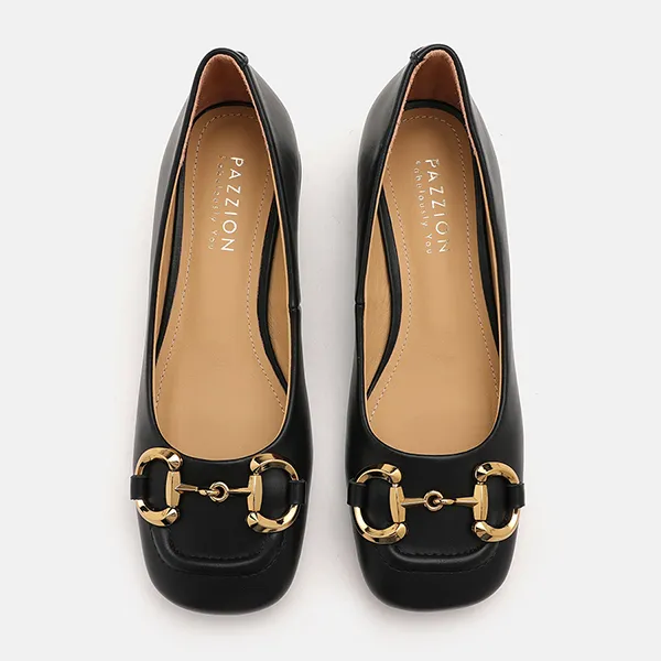 Giày Cao Gót Nữ Pazzion Oli Horsebit Low Block Heels L2032BLK034 Màu Đen