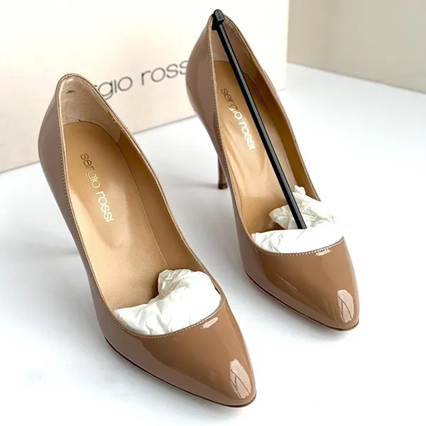 Giày Cao Gót Nữ Sergio Rossi Godiva Pumps 90mm Màu Nâu Bóng - Giày - Vua Hàng Hiệu