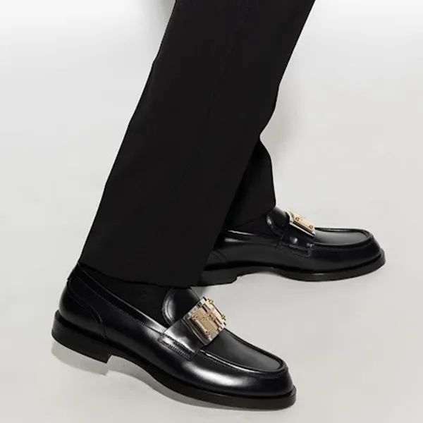 Giày Lười Nam Dolce & Gabbana D&G Black Leather Loafers A30203 Màu Đen Size 6 - 1