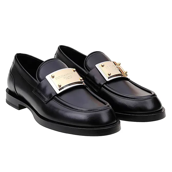Giày Lười Nam Dolce & Gabbana D&G Black Leather Loafers A30203 Màu Đen Size 6 - 3