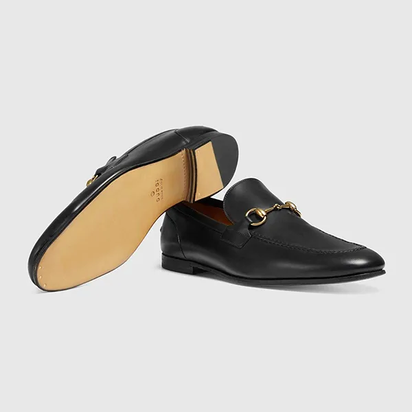 Giày Lười Nam Gucci Black Leather Jordaan 406994BLM00/1000 Màu Đen - 1