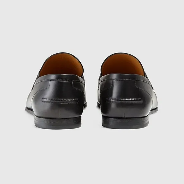 Giày Lười Nam Gucci Black Leather Jordaan 406994BLM00/1000 Màu Đen - 4