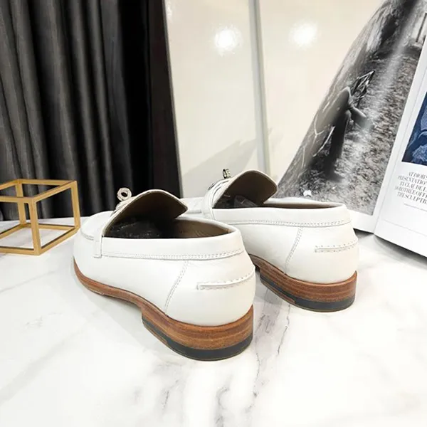 Giày Lười Nữ Hermès Leather Loafer 37 White Kelly Metal Fittings Box Màu Trắng Size 37 - Giày - Vua Hàng Hiệu