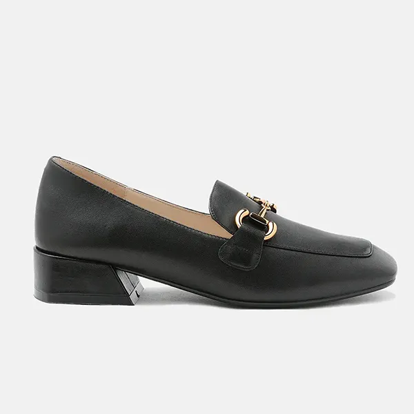 Giày Lười Nữ Pazzion Arwen Classic Metal Buckle Leather Loafers 0191751BK34 Màu Đen - Giày - Vua Hàng Hiệu
