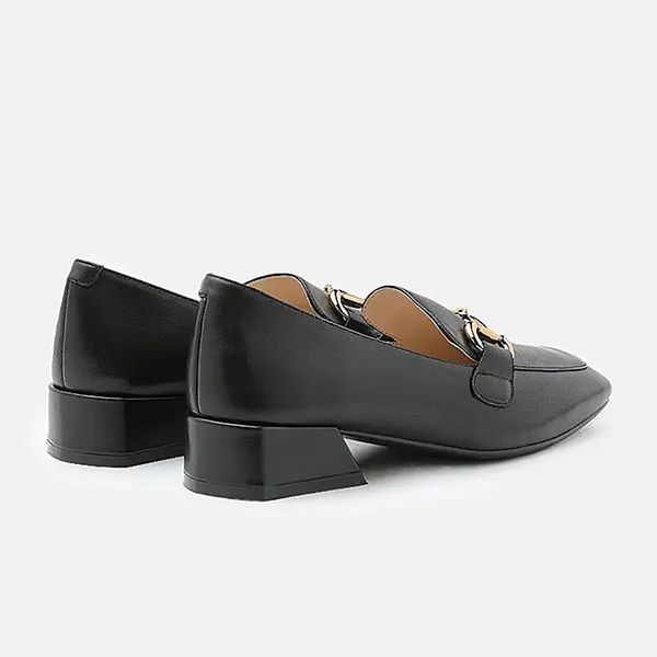 Giày Lười Nữ Pazzion Arwen Classic Metal Buckle Leather Loafers 0191751BK34 Màu Đen - Giày - Vua Hàng Hiệu