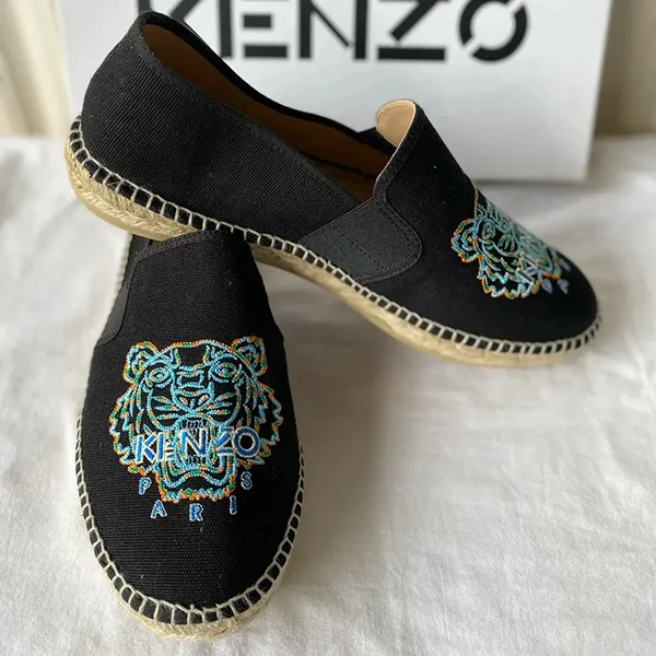 Giày Slip On Nam Kenzo Logo Tiger Embroidered FC55ES188F87 Màu Đen