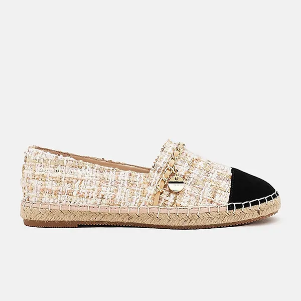 Giày Slip On Nữ Pazzion Heidi Colour Blocked Chained Espadrilles 2002-1BALM034 Màu Đen Be - Giày - Vua Hàng Hiệu