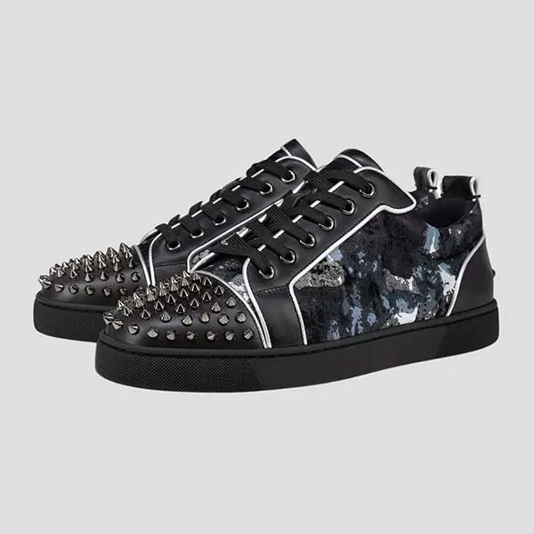 Giày Sneaker Nam Christian Louboutin Louis Flat Calf Low Top In Black Leather 1240443B750 Màu Đen Size 40 - Giày - Vua Hàng Hiệu