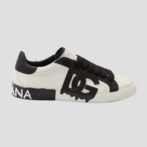 Giày Sneaker Nam Dolce & Gabbana D&G White With DG Logo Embroidered CS2254 AQ192 89697 Màu Đen Trắng