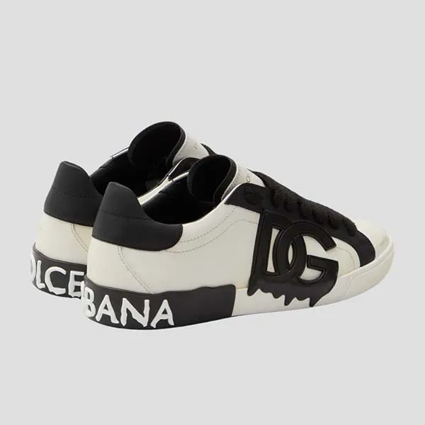 Giày Sneaker Nam Dolce & Gabbana D&G White With DG Logo Embroidered CS2254 AQ192 89697 Màu Đen Trắng