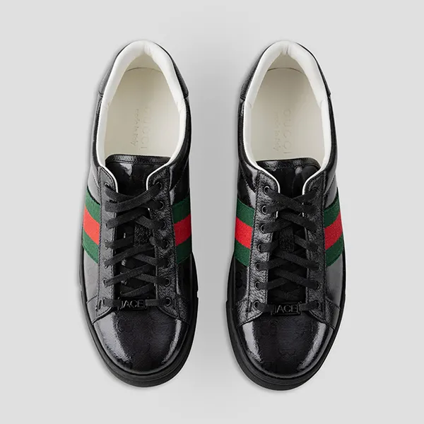 Giày Sneaker Nam Gucci Ace Crystal Monogram In Black 760775FACRF/1163 Màu Đen