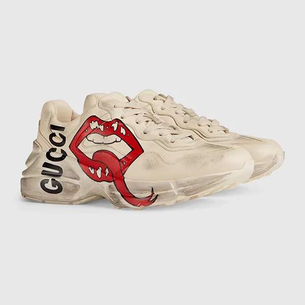 Giày Sneaker Nữ Gucci Rhyton Màu Trắng Đỏ Size 34.5 - 3