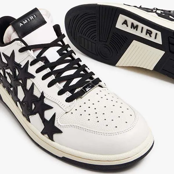 Giày Sneakers Nam Amiri White With Stars Logo PS24MFS025 Màu Đen Trắng Size 40