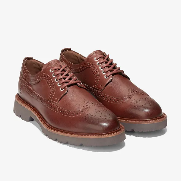 Giày Tây Nam Cole Haan American Classics Longwing Oxford Màu Nâu Đậm Size 40.5