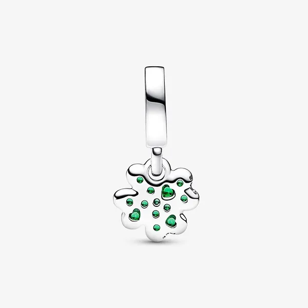 Hạt Vòng Charm Pandora Four Leaf Clover Dangle 792751C01 Màu Xanh Bạc - 4