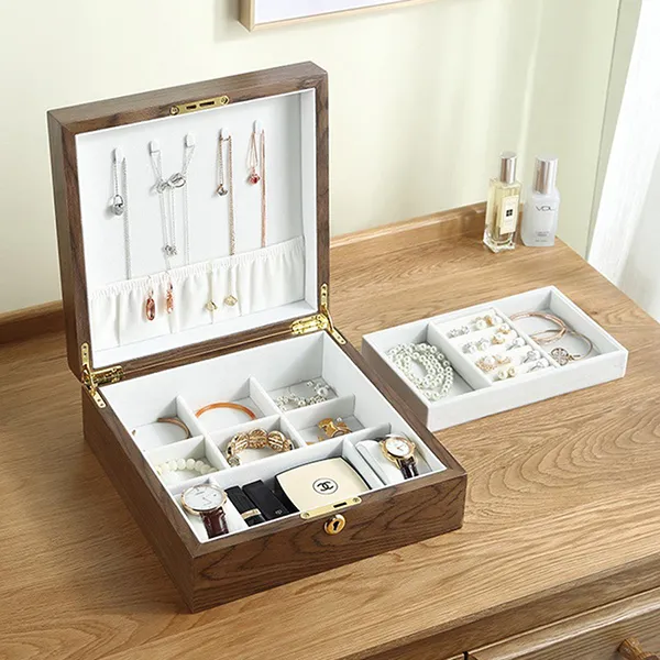 Hộp Đựng Đồ Trang Sức LiLi Jewelry Gỗ Cao Cấp Kelsey LILI_894223 Màu Nâu Nhạt - Phụ kiện - Vua Hàng Hiệu