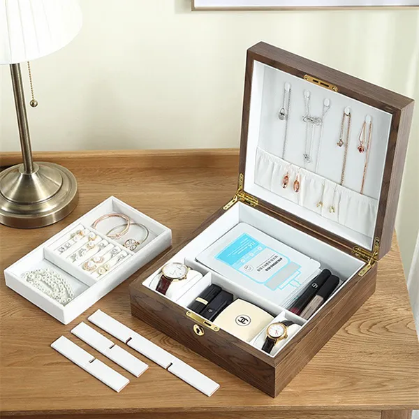 Hộp Đựng Đồ Trang Sức LiLi Jewelry Gỗ Cao Cấp Kelsey LILI_894223 Màu Nâu Nhạt - Phụ kiện - Vua Hàng Hiệu
