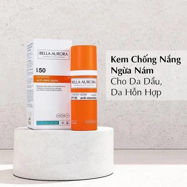 Kem Ch.ống Nắng Ngừa Nám Bella Aurora Anti-Dark Spot Sunscreen Protects And Unify SPF50 50ml - Kem chống nắng - Vua Hàng Hiệu