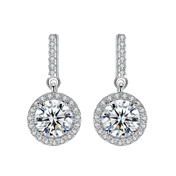 Khuyên Tai Nữ Kya Jewel Bạc Ý Đá Trắng Tròn Thanh Lịch SE116 Màu Bạc