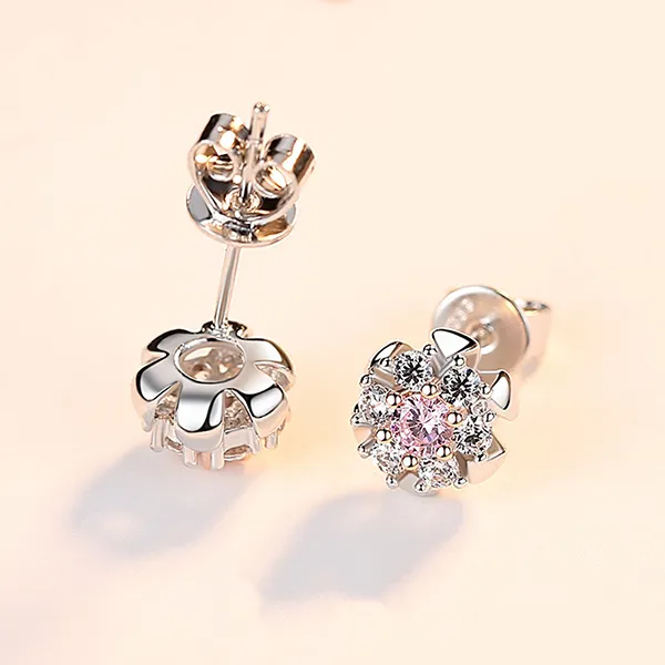 Khuyên Tai Nữ Kya Jewel Bạc Ý Nhụy Hồng Tinh Tế SE26 Màu Bạc