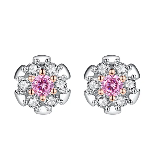 Khuyên Tai Nữ Kya Jewel Bạc Ý Nhụy Hồng Tinh Tế SE26 Màu Bạc