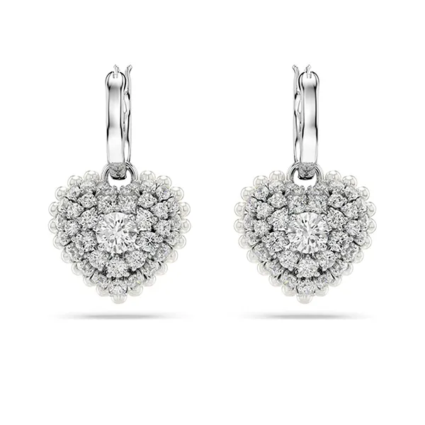 Khuyên Tai Nữ Swarovski Hyperbola Drop Earrings Heart, White, Rhodium Plated 5684384 Màu Trắng Bạc - 3