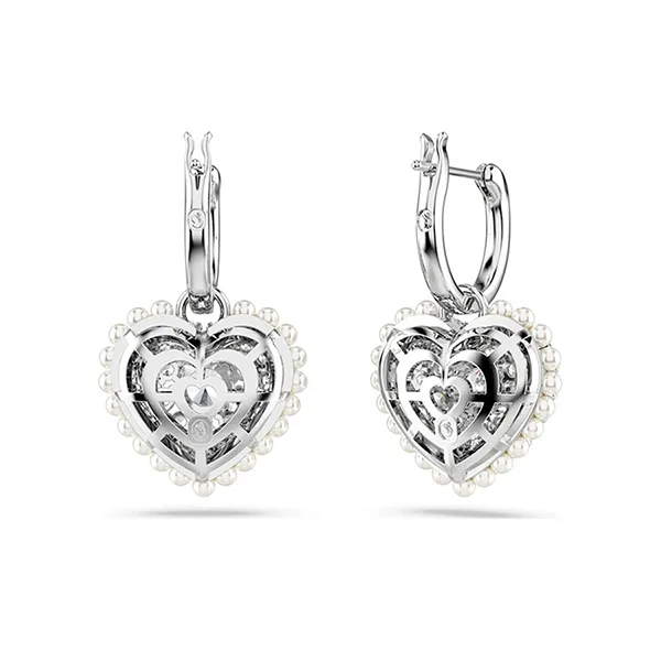 Khuyên Tai Nữ Swarovski Hyperbola Drop Earrings Heart, White, Rhodium Plated 5684384 Màu Trắng Bạc