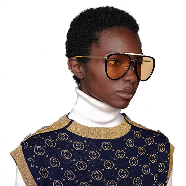 Kính Mát Gucci Sunglasses GG0672S 002 Màu Đen - Vàng - 1