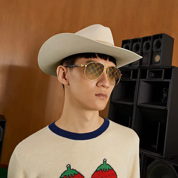Kính Mát Gucci Sunglasses GG1220S 004 Màu Xanh/Vàng