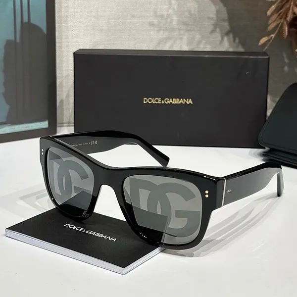 Kính Mát Nam Dolce & Gabbana D&G Logo Square Sunglasses DG4338 Màu Đen Xám - Kính mắt - Vua Hàng Hiệu