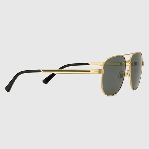 Kính Mát Nam Gucci Sunglasses GG1223S 002 Màu Xám/Vàng - Kính mắt - Vua Hàng Hiệu