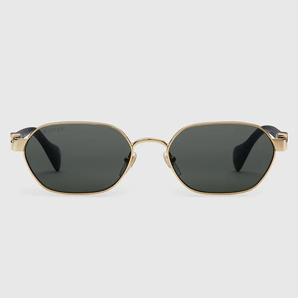Kính Mát Nữ Gucci Round-Frame Sunglasses GG1593S 001 Màu Xám Gọng Đen/Vàng - Kính mắt - Vua Hàng Hiệu