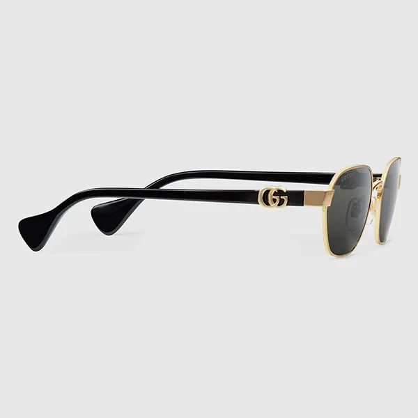 Kính Mát Nữ Gucci Round-Frame Sunglasses GG1593S 001 Màu Xám Gọng Đen/Vàng - Kính mắt - Vua Hàng Hiệu