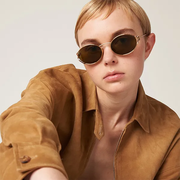 Kính Mát Nữ Miu Miu Oval Logo Sunglasses 0MU52YS 7OE01T Màu Xanh Olive - Kính mắt - Vua Hàng Hiệu