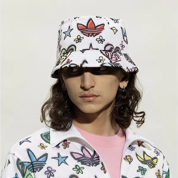 Mũ Adidas Originals X Jeremy Scott Graphic Print Bucket Hat OSFM HN6596 Màu Trắng Họa Tiết - 1
