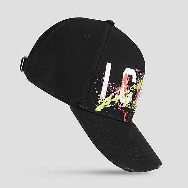 Mũ Dsquared2 Icon Baseball Splash Cap BCM0605 05C00001 2124 Màu Đen