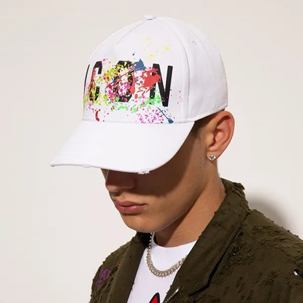 Mũ Dsquared2 Icon Splash Baseball Cap BCM0605 05C00001 1062 Màu Trắng