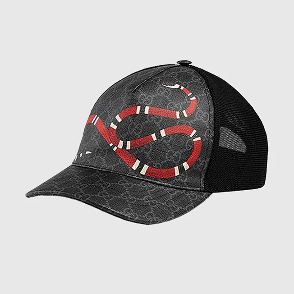 Mũ Gucci Kingsnake Print GG Supreme Baseball Black 101294 Màu Đen Size S - 3